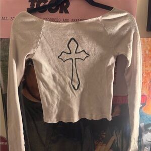 Brandy Melville Cream Top with Black Cross